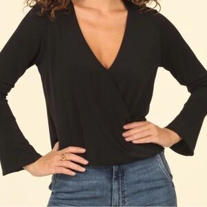 Veronica M Black Bell  Sleeve Blouse size Small
